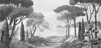 Tapete „Spaziergang in den Calanques“ schwarz-weiß