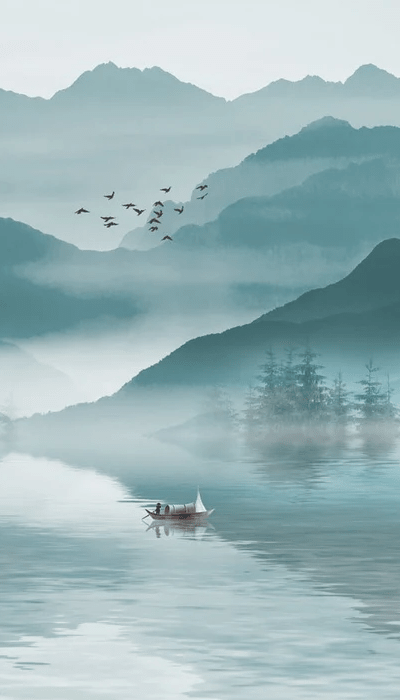 Papier peint entre montagne et lac - Muralconcept