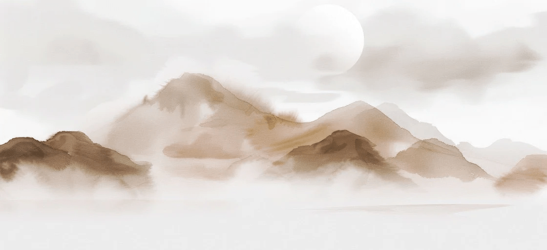 Papier peint montagnes voilées – Lueur sépia, XXL, tendance