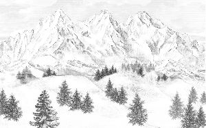 Papier peint montagne sommets de Chamonix - Muralconcept