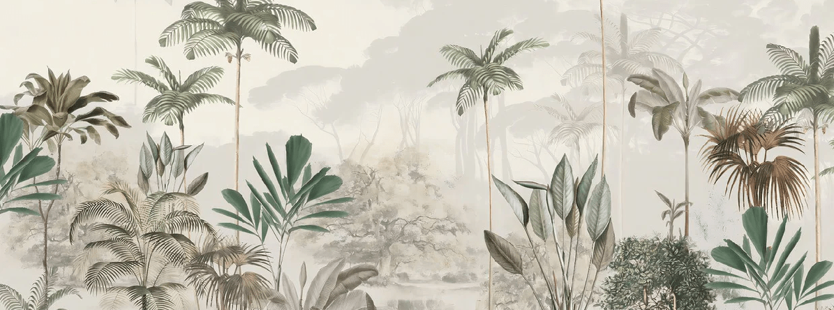 Papier peint panoramique jungle eden vert - Muralconcept