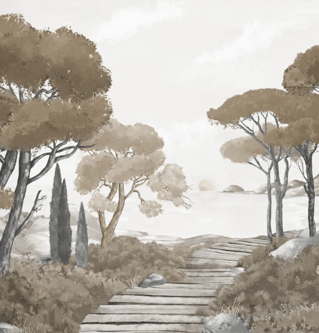 Papier peint balade dans les calanques brun, XXL, tendance