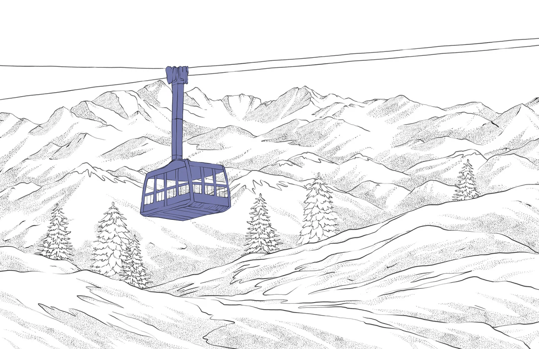 Papier peint La Plagne télécabine bleu, XXL, tendance