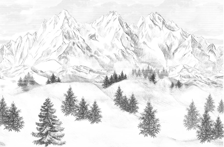 Papier peint montagne sommets de Chamonix - Muralconcept