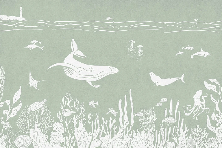 Papier peint balade aquatique vert, XXL, tendance