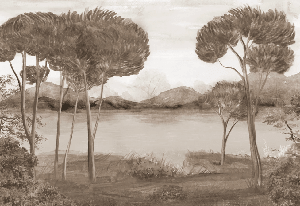 Papier peint panoramique méditerranéen Sépia - Muralconcept