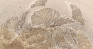 Papier peint panoramique lotus sepia - Muralconcept