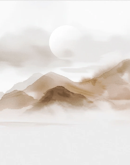 Papier peint montagnes voilées – Lueur sépia - Muralconcept