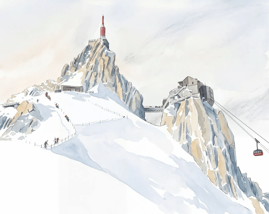 Papier peint aiguille du midi Chamonix - Vallée blanche Mont blanc - Muralconcept
