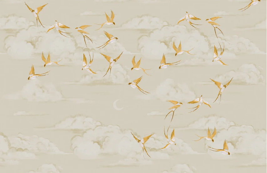 Papier peint bureau envol oiseau doré - Muralconcept