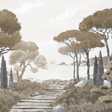 Papier peint balade dans les calanques brun