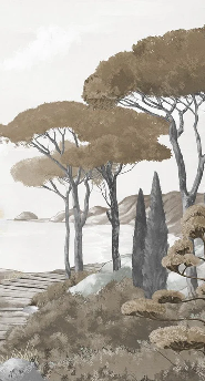 Papier peint balade dans les calanques brun