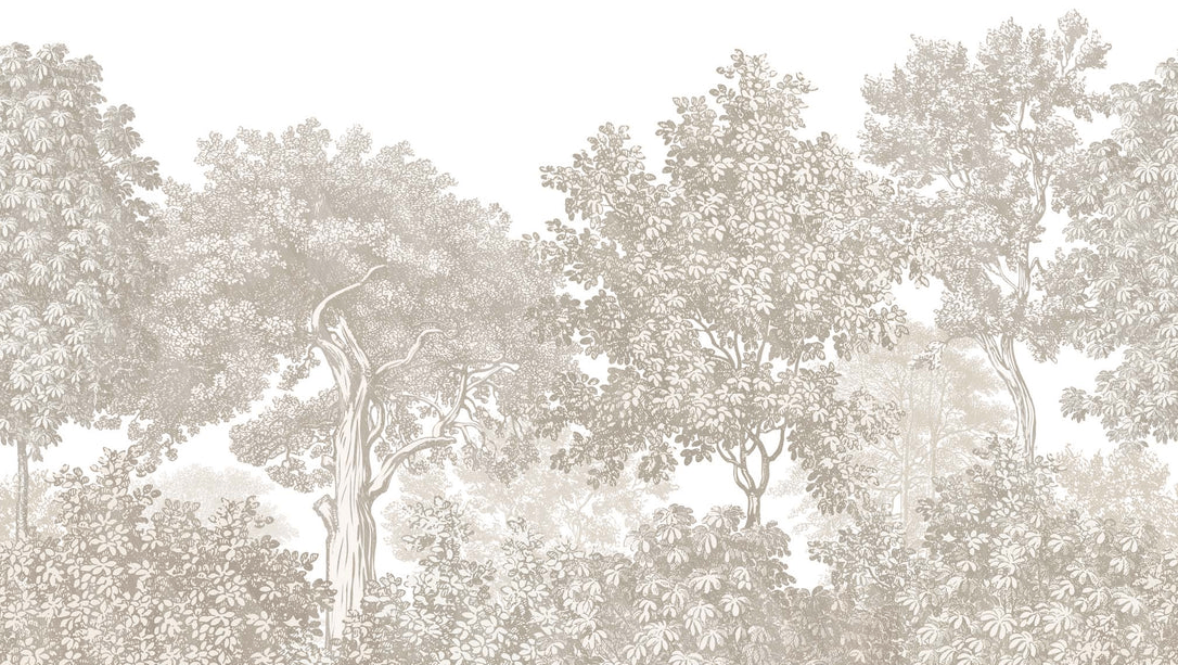 Tapete Landschaft Wald Ätzen beige