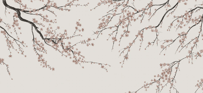 Papier peint panoramique Sakura beige, XXL, tendance