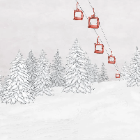 Papier peint montagne télécabine rouge - Muralconcept