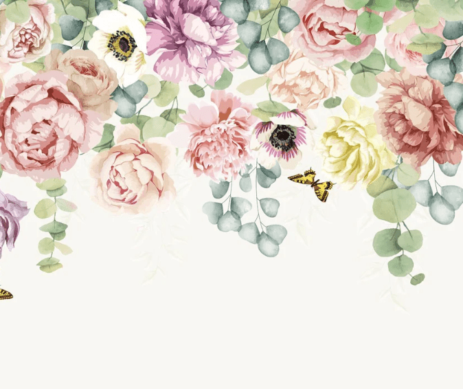 Papier peint jardin de fleurs, XXL, tendance