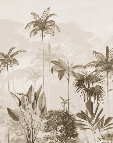 Papier peint panoramique jungle eden sépia - Muralconcept