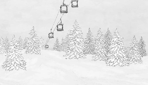 Papier peint montagne télécabine rouge - Muralconcept
