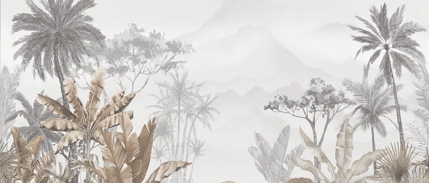 Papier peint tendance tropical sepia - Muralconcept