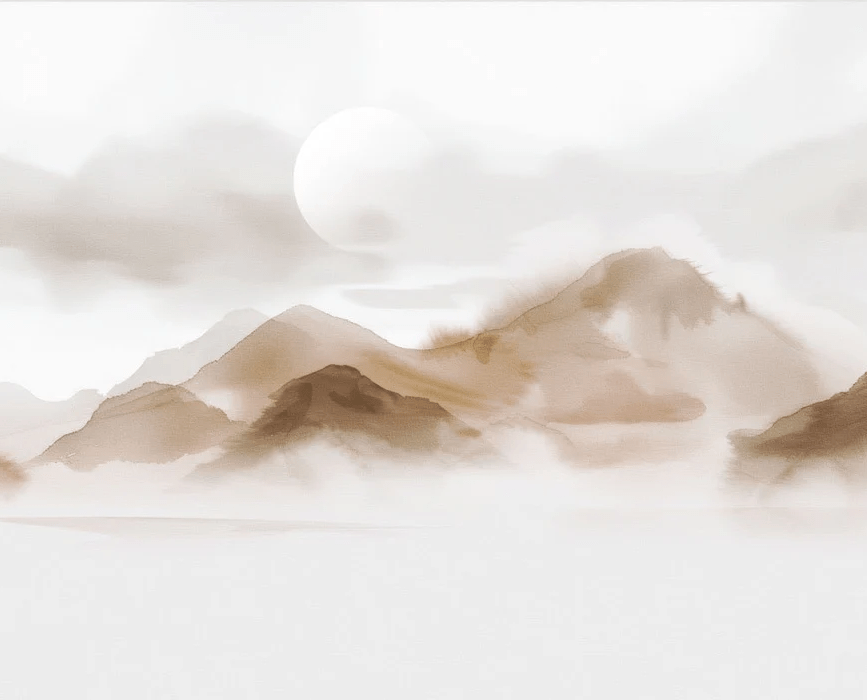 Papier peint montagnes voilées – Lueur sépia - Muralconcept