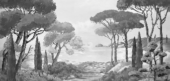 Tapete „Spaziergang in den Calanques“ schwarz-weiß