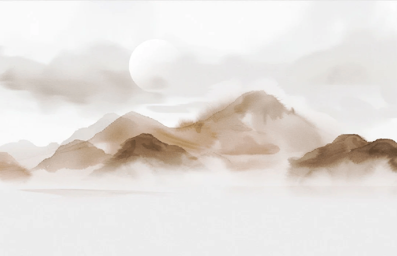 Papier peint montagnes voilées – Lueur sépia, XXL, tendance