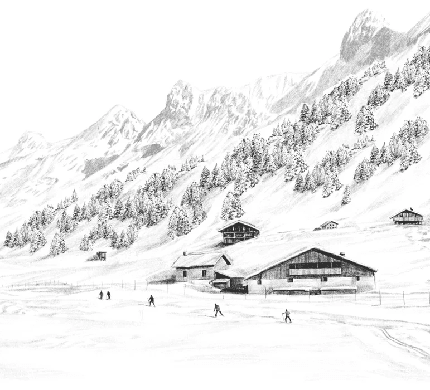 Papier peint Clusaz ski fond montagne Confins - Muralconcept