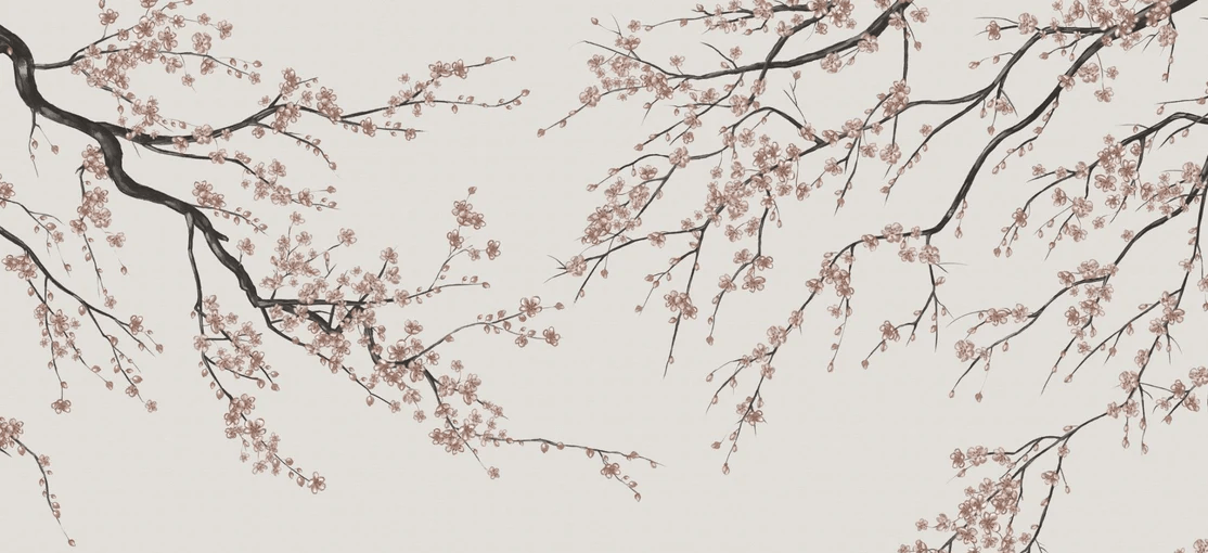 Papier peint panoramique Sakura beige - Muralconcept