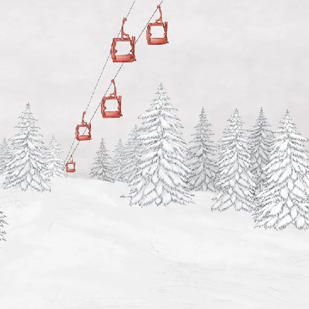 Papier peint montagne télécabine rouge, XXL, tendance
