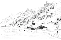 Papier peint Clusaz ski fond montagne Confins - Muralconcept