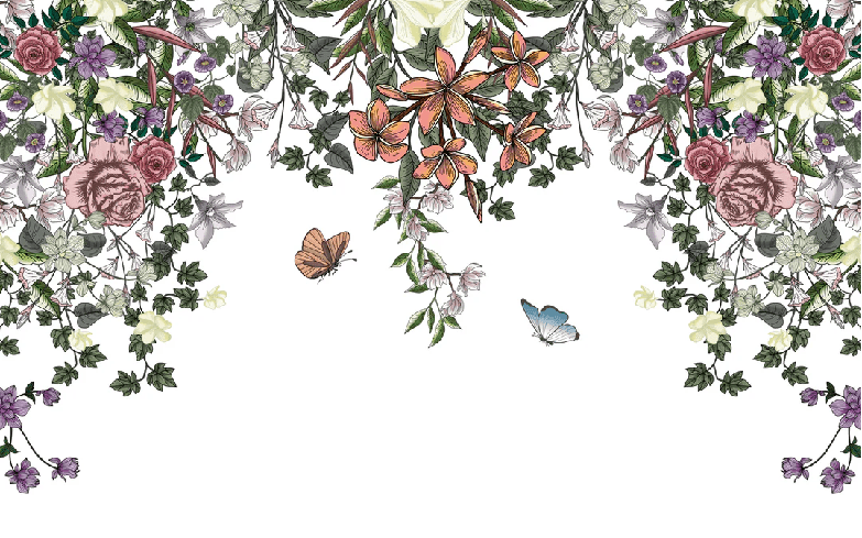 Papier peint panoramique fleur Spring Floral - Muralconcept