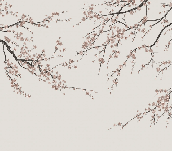 Papier peint panoramique Sakura beige - Muralconcept