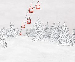 Papier peint montagne télécabine rouge - Muralconcept