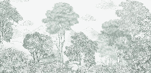 Papier peint panoramique Forêts et Monts vert - Muralconcept