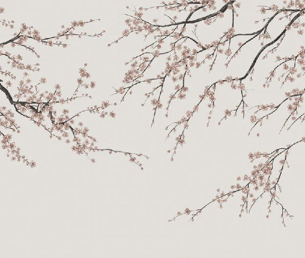 Papier peint panoramique Sakura beige - Muralconcept