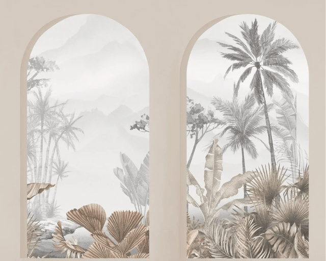 Papier peint arches tropicales sépia - Muralconcept