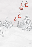 Papier peint montagne télécabine rouge - Muralconcept