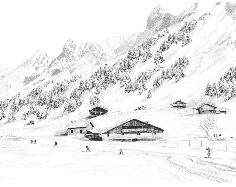 Papier peint Clusaz ski fond montagne Confins - Muralconcept