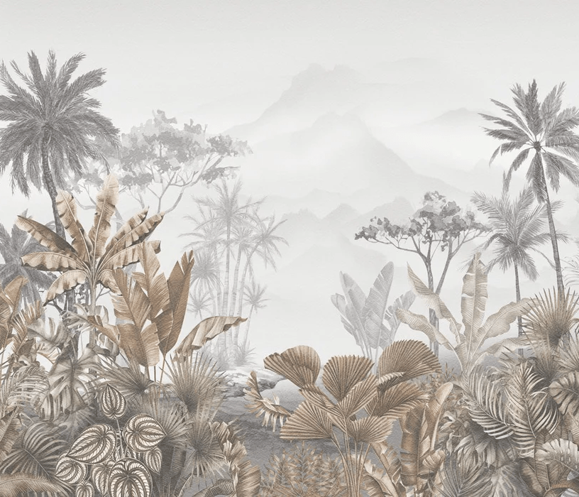 Papier peint tendance tropical sepia - Muralconcept