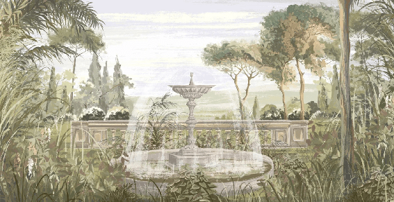 Papier peint paysage jardin ancien - Muralconcept