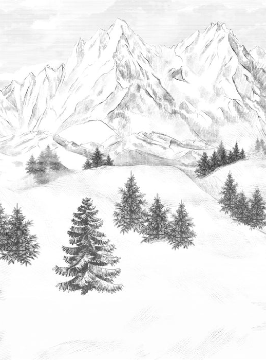 Papier peint montagne sommets de Chamonix, XXL, tendance