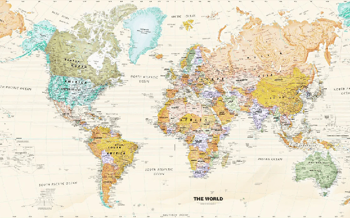 Fondo de pantalla de mapa mundial original - Muralconcept