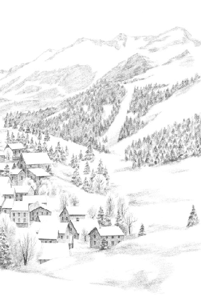 Papier peint montagne Méribel - Muralconcept