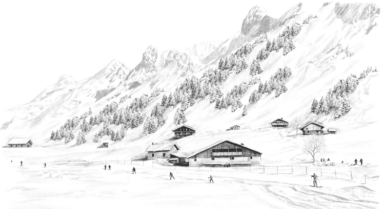Papier peint Clusaz ski fond montagne Confins - Muralconcept