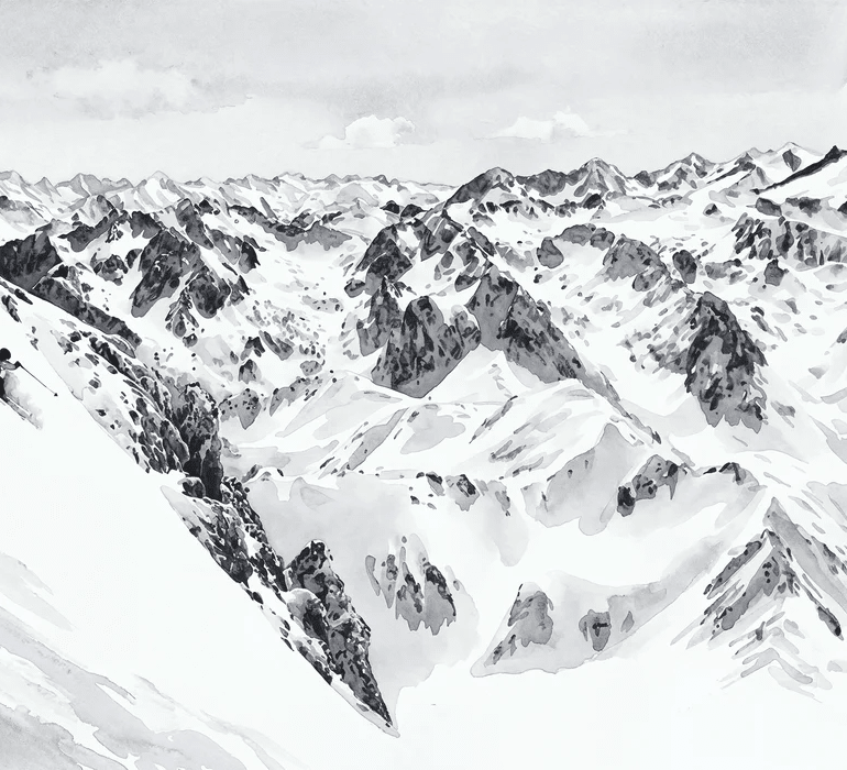 Papier peint Pyrénées  - Fresques enneigées Tourmalet Montagne - Muralconcept