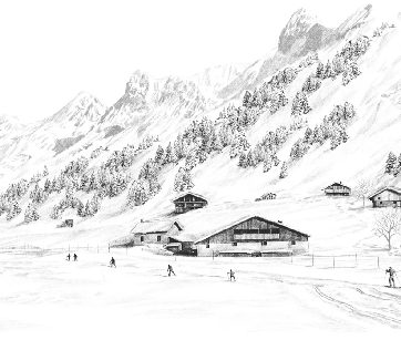 Papier peint Clusaz ski fond montagne Confins, XXL, tendance