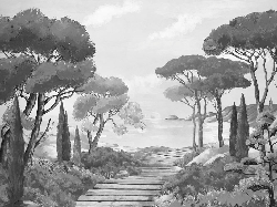 Tapete Spaziergang in den Calanques schwarz und weiß