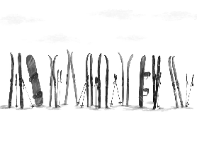 Papier peint panoramique skis colorés, XXL, tendance