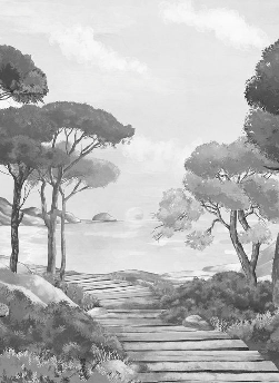 Tapete „Spaziergang in den Calanques“ schwarz-weiß