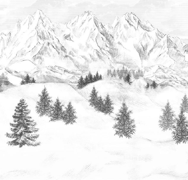 Papier peint montagne sommets de Chamonix - Muralconcept